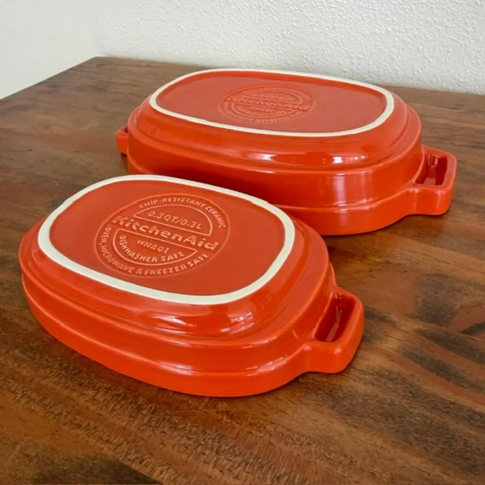 KitchenAid Orange .7qt and .3qt Chip-Resistant Ceramic Casserole Dishes